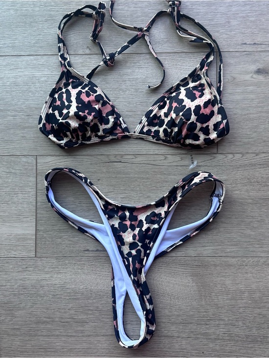 Other - Women’s Large Leopard Print Bikini Set Triangle Top Cheeky Bottom